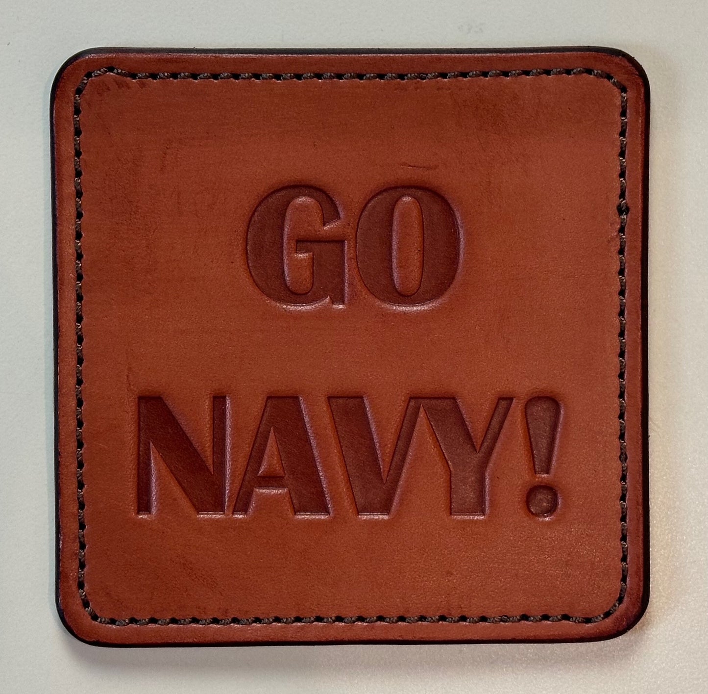 Annapolis Coaster Set - Brown Leather, Brown Thread