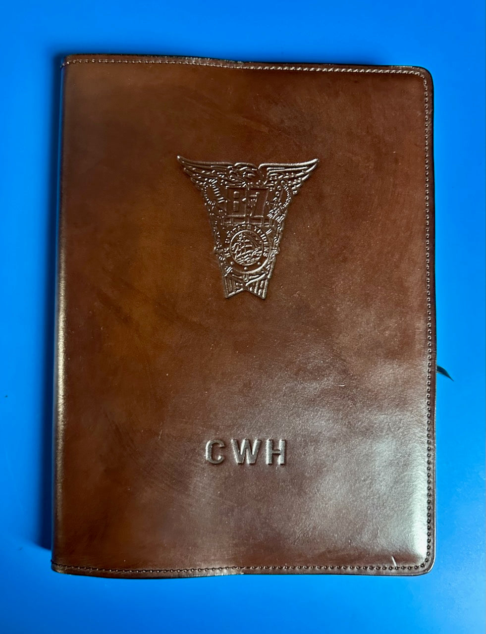 Leather Notebook with Class Crest and Initials - Brown