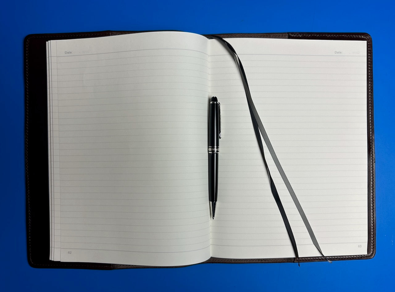 Leather Notebook with Class Crest and Initials - Brown