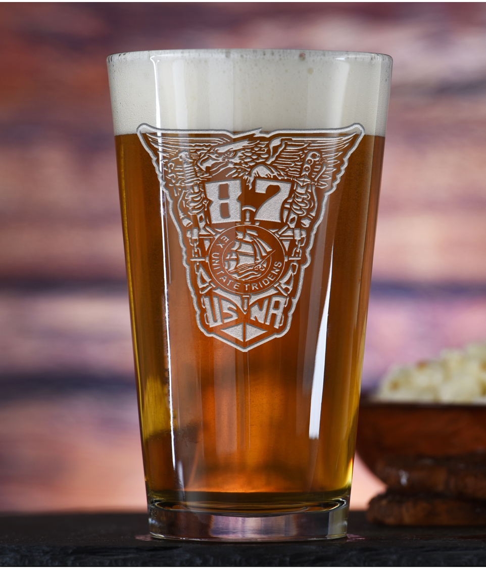 USNA '87 Pint Beer Glass - One sided - Crest only