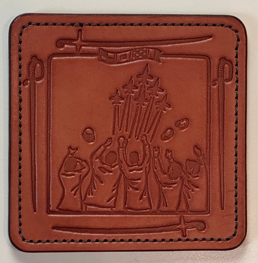 Annapolis Coaster Set - Brown Leather, Brown Thread