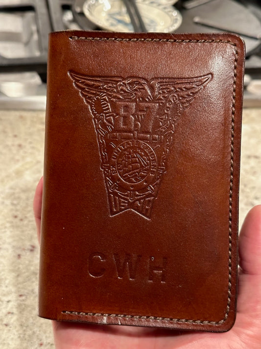 Leather Passport Case, includes crest & initials - (Many Classes)