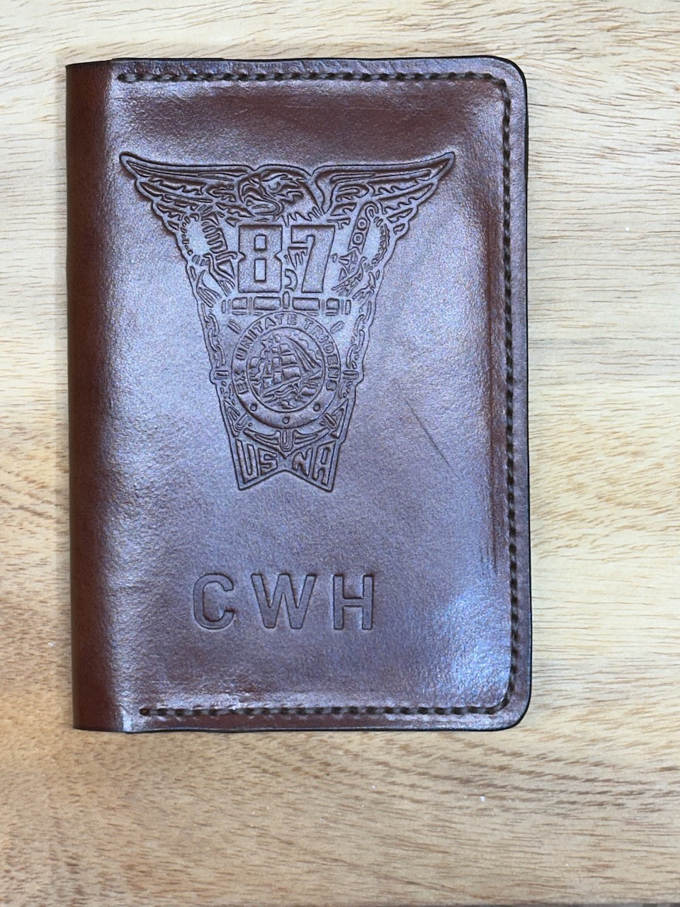 Leather Passport Case, includes crest & initials - (Many Classes)