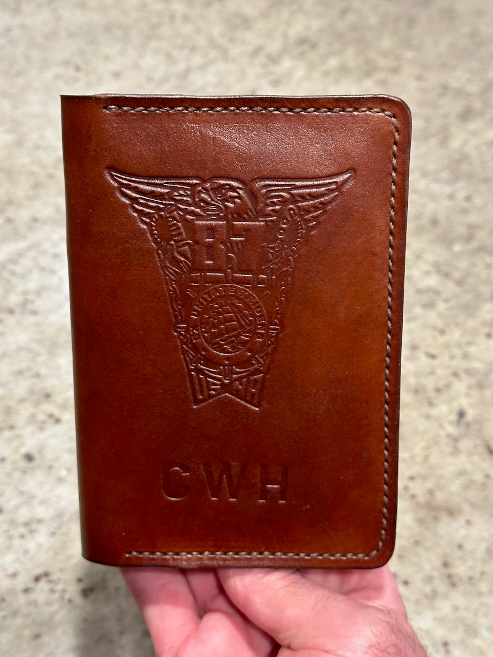 Leather Passport Case, includes crest & initials - (Many Classes)