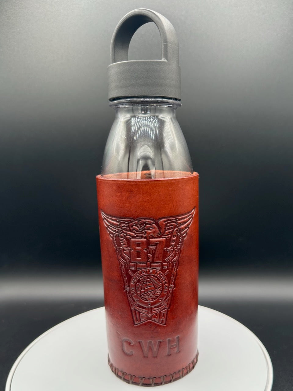 Water Bottle with Leather Sleeve