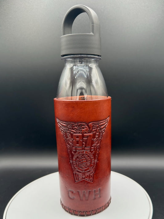 Water Bottle with Leather Sleeve